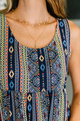 Vestido fruncido escalonado Sierra Spirit en azul marino