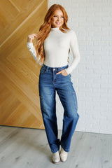 Body Simple Situation de cuello alto en blanco perla