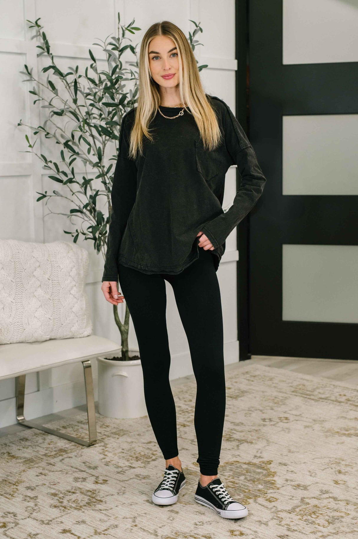 Simple as That Drop Shoulder Exposed Seam Top