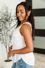 Simpler Times Basic V-Neck Tank in Off White - Liarian Unlimited Boutique