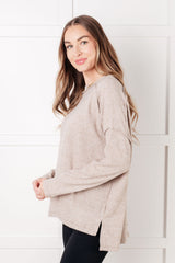 Simply Basic Ribbed Hacci Sweater in H Mocha - Liarian Unlimited Boutique