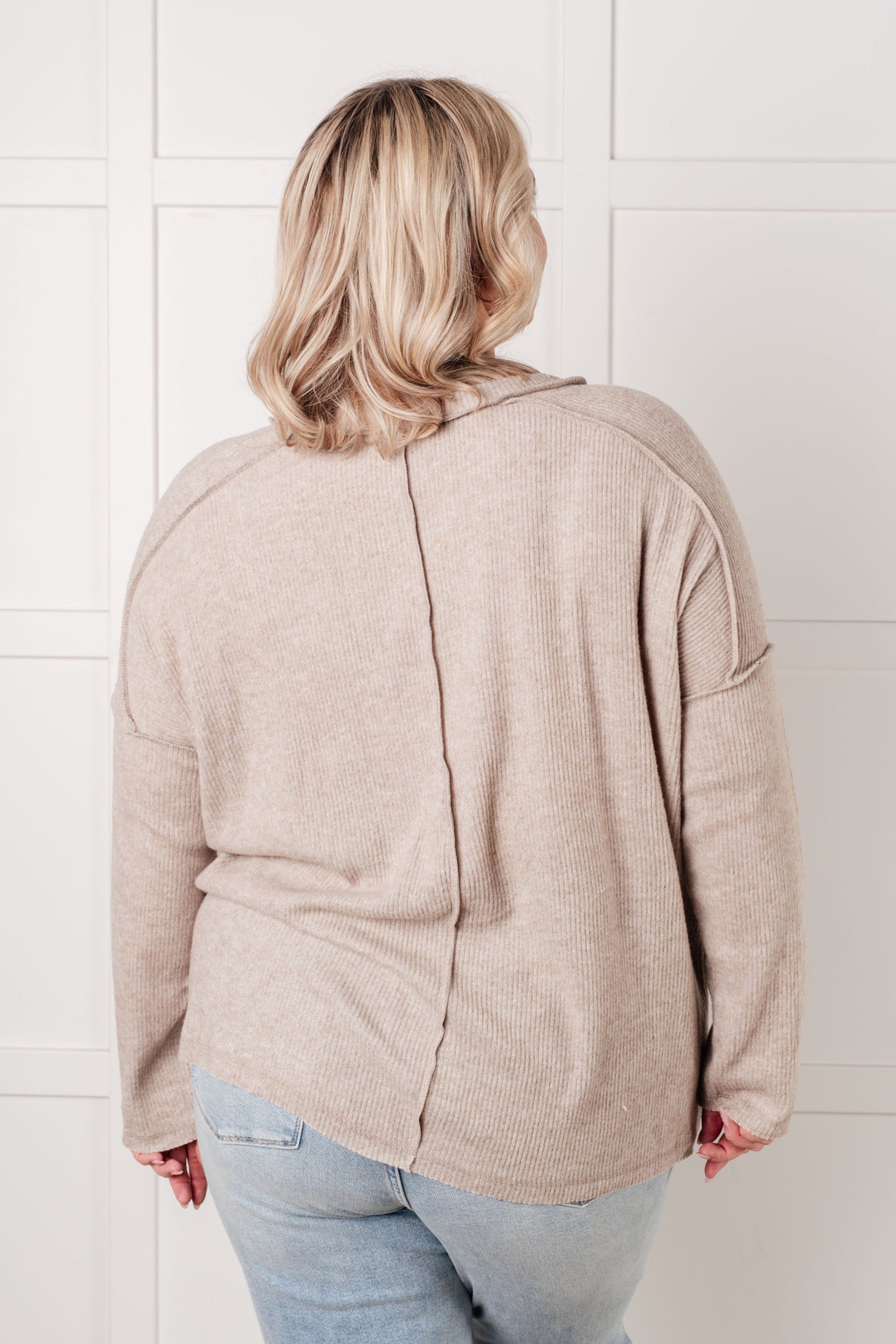 Simply Basic Ribbed Hacci Sweater in H Mocha - Liarian Unlimited Boutique