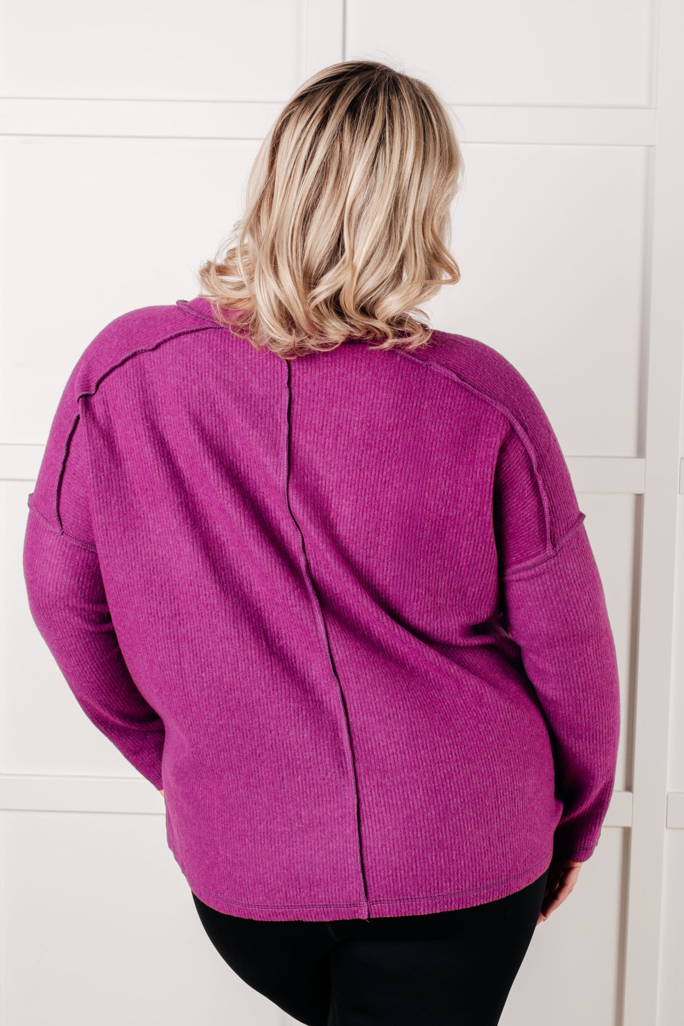 Simply Basic Ribbed Hacci Sweater in Light Plum - Liarian Unlimited Boutique