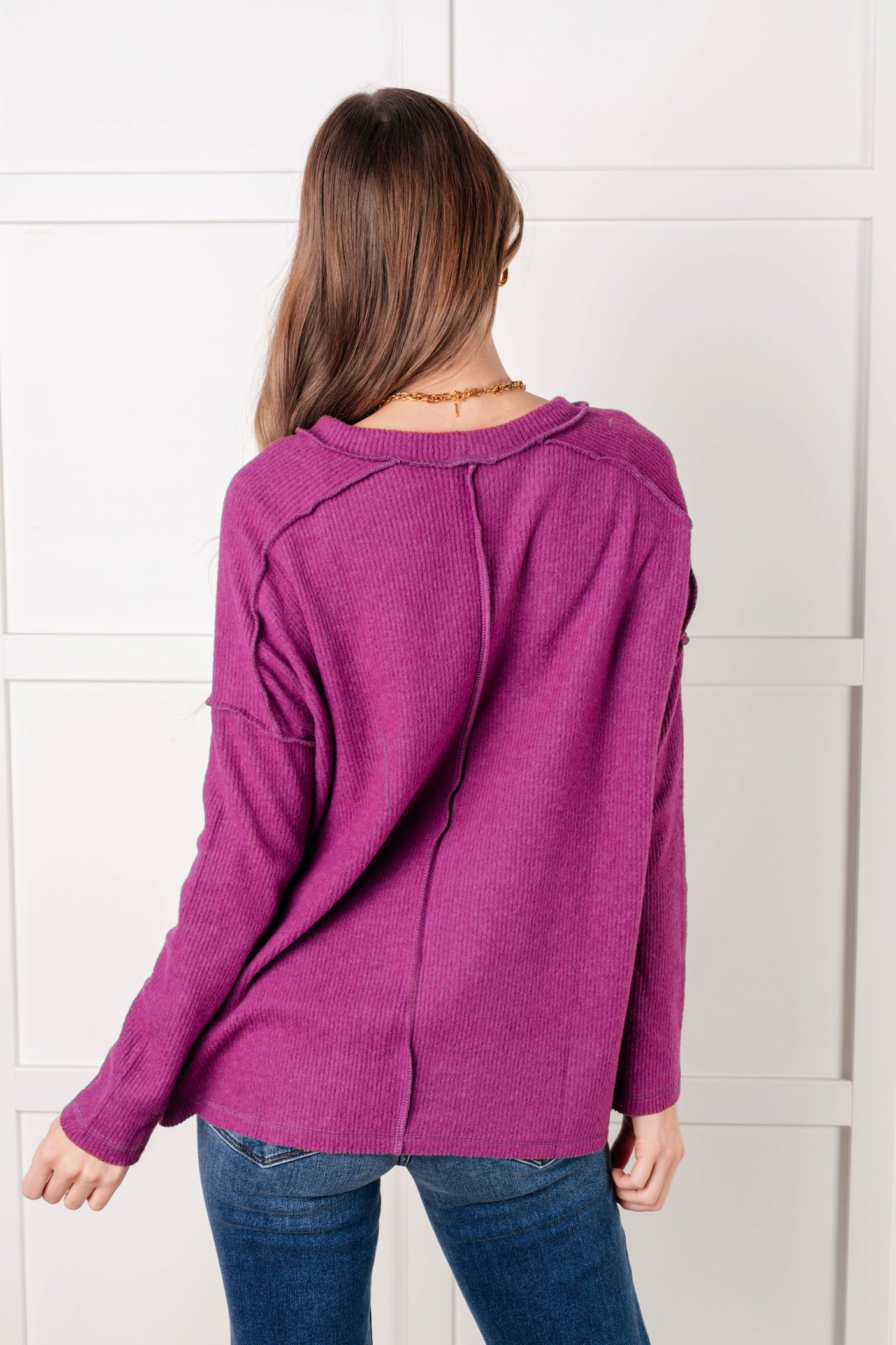 Simply Basic Ribbed Hacci Sweater in Light Plum - Liarian Unlimited Boutique