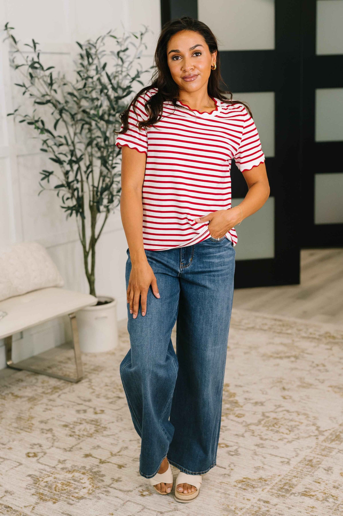 Something New Scalloped Hem Top