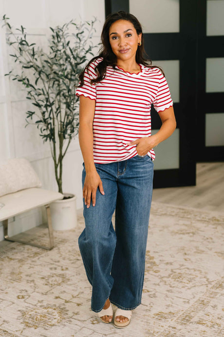 Something New Scalloped Hem Top
