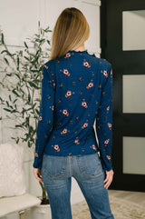 Something in the Air Lettuce Hem Longsleeve Top in Navy