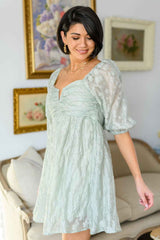 Spotting Fairies Puff Sleeve Dress in Sage