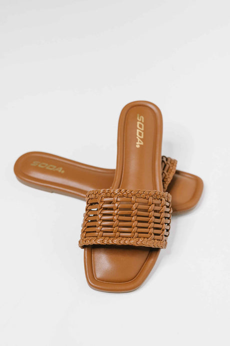 Stair Cognac Woven Slip On Sandal