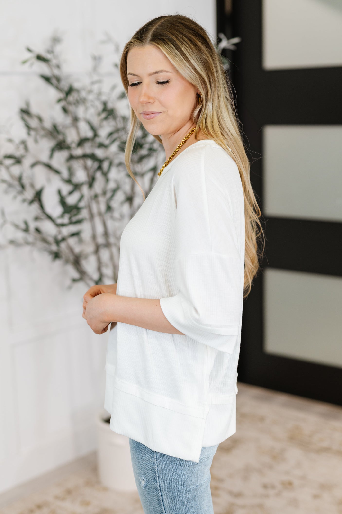 Stay On Top Relaxed Tee in Off White