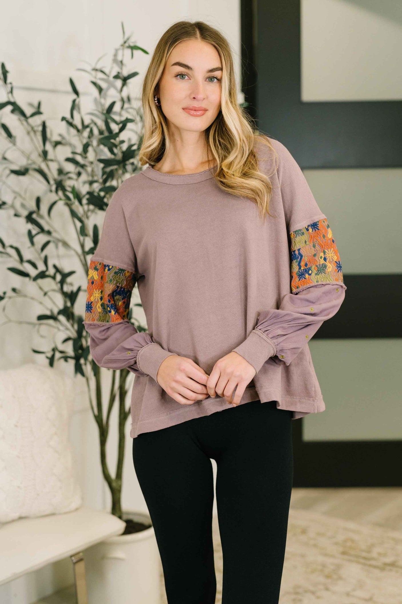 Subtle Breeze Floral Patchwork Pullover