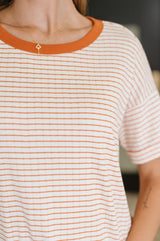 Top de cuello redondo con banda Sunbeam Shuffle en naranja