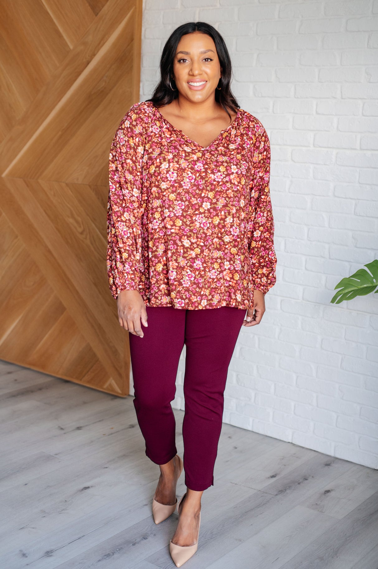 Blusa Sunday Brunch en color óxido con estampado floral
