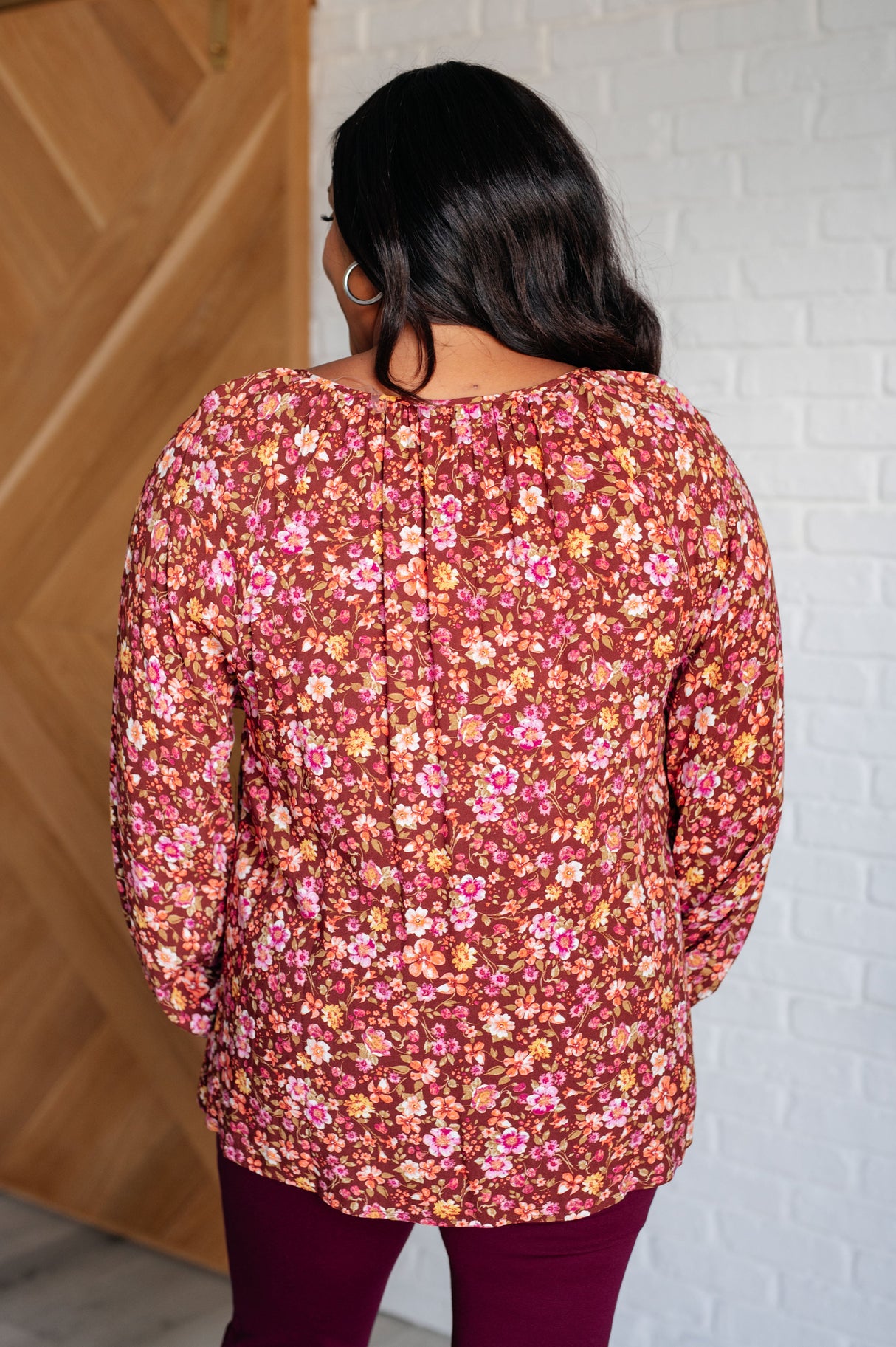 Blusa Sunday Brunch en color óxido con estampado floral