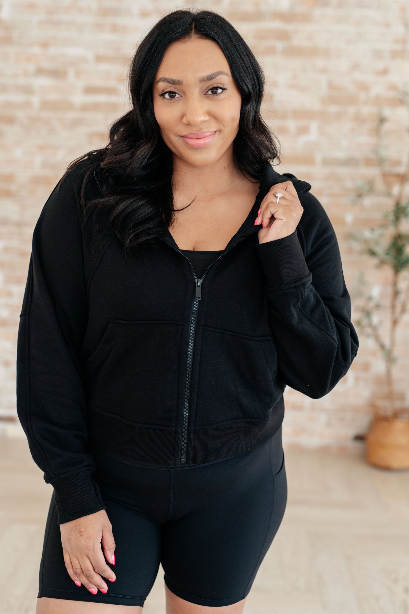Sun or Shade Zip Up Jacket in Black - Liarian Unlimited Boutique