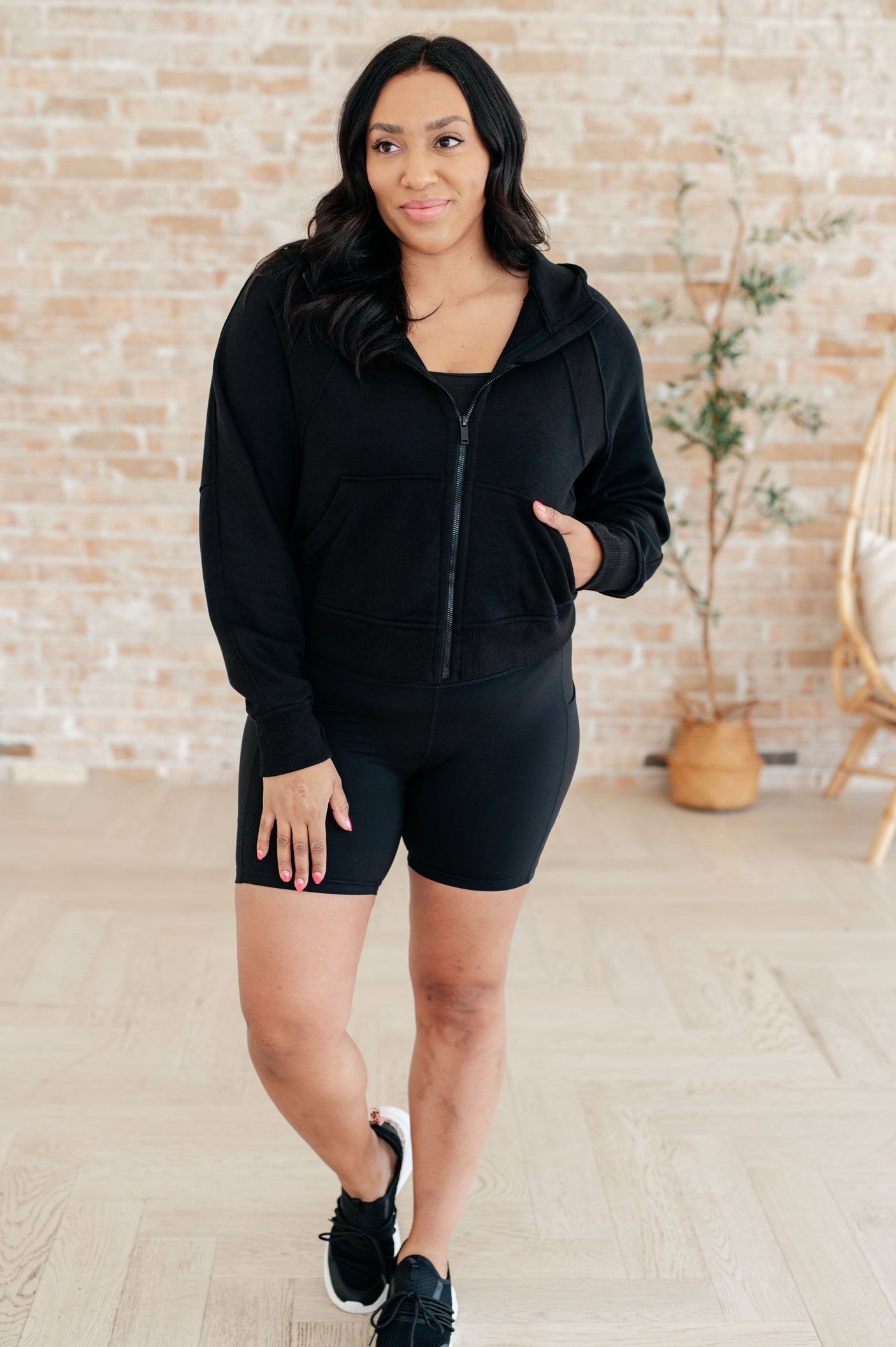Sun or Shade Zip Up Jacket in Black - Liarian Unlimited Boutique