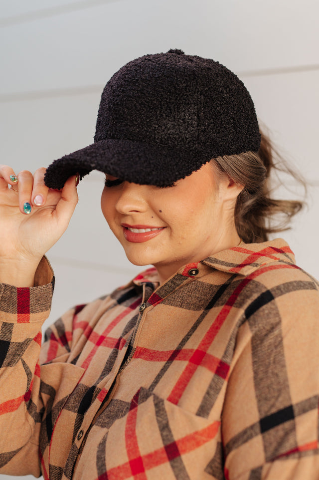 Lyla Sherpa Ball Cap in Black - Liarian Unlimited Boutique