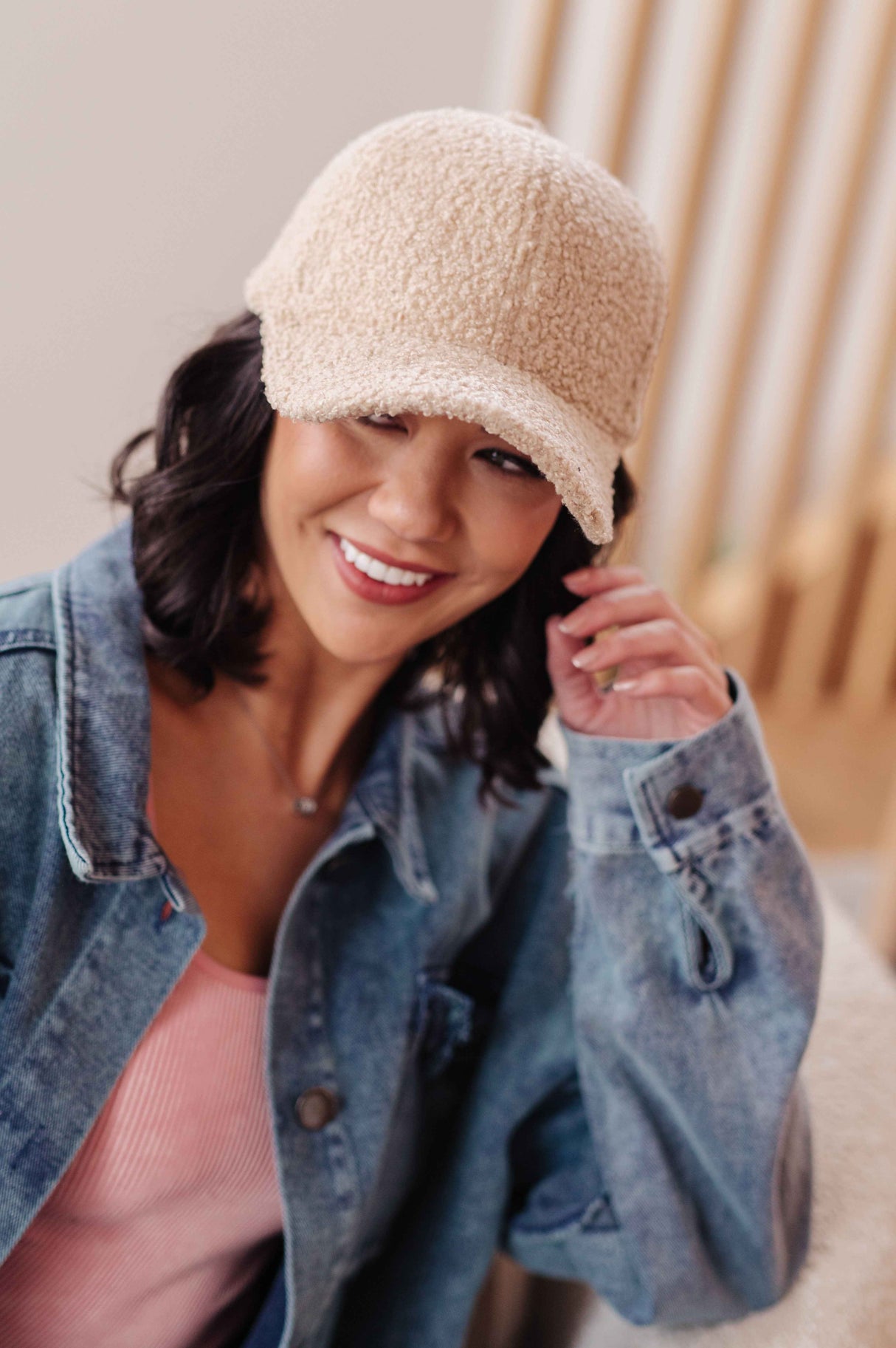 Lyla Sherpa Ball Cap in Khaki - Liarian Unlimited Boutique