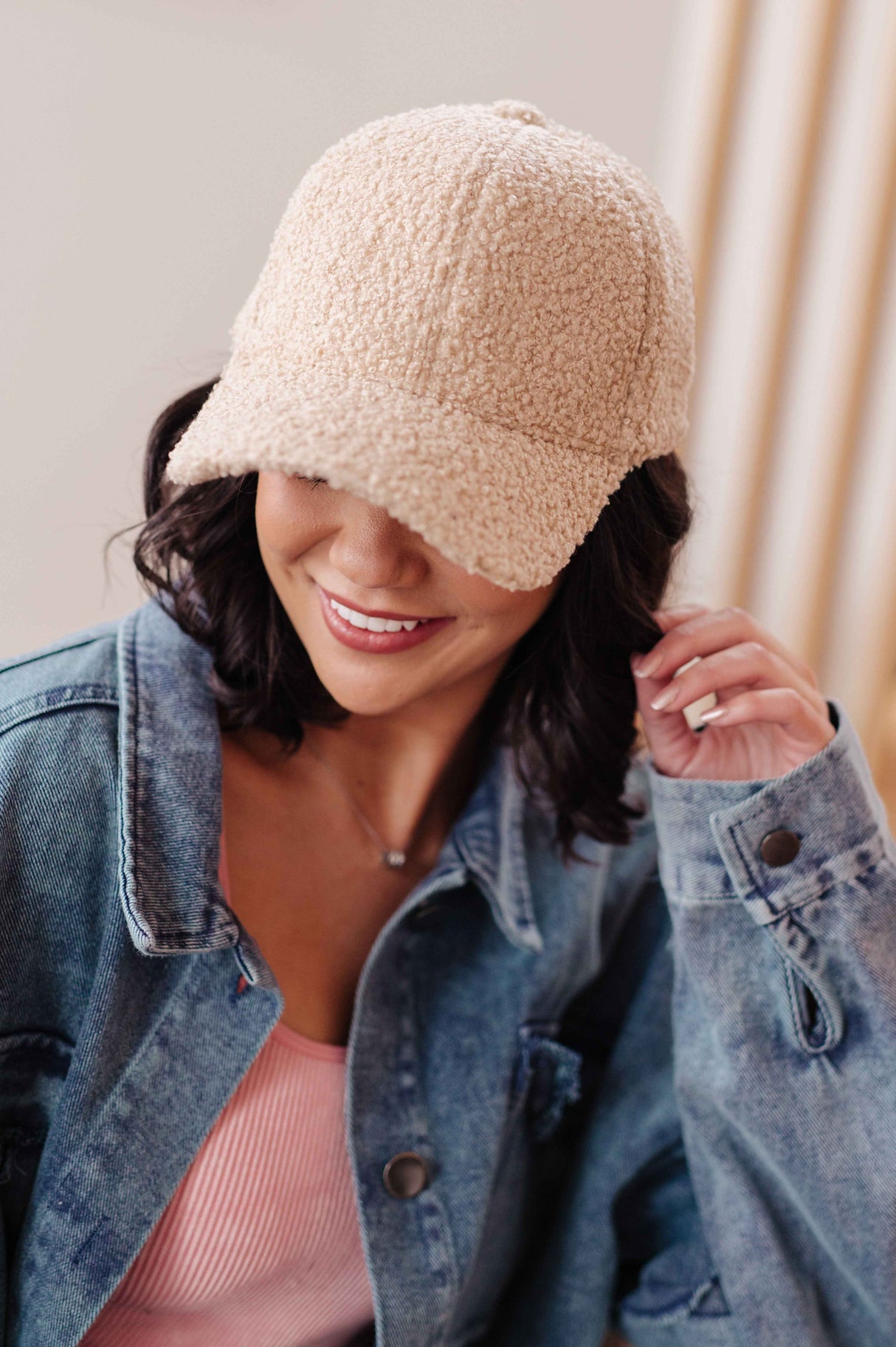 Lyla Sherpa Ball Cap in Khaki - Liarian Unlimited Boutique