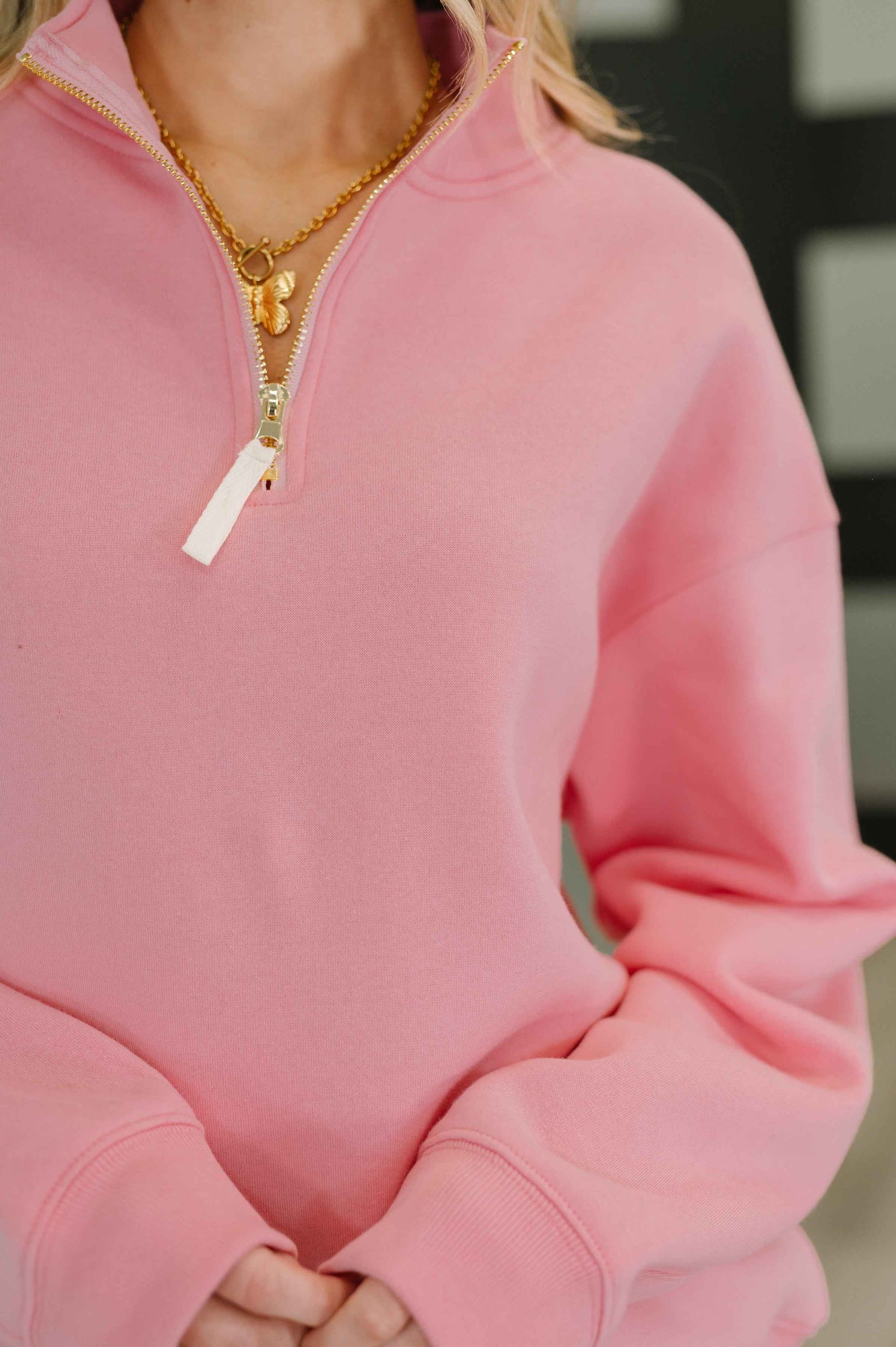 Sweater Weather Half Zip High Neck Pullover in Dark Pink