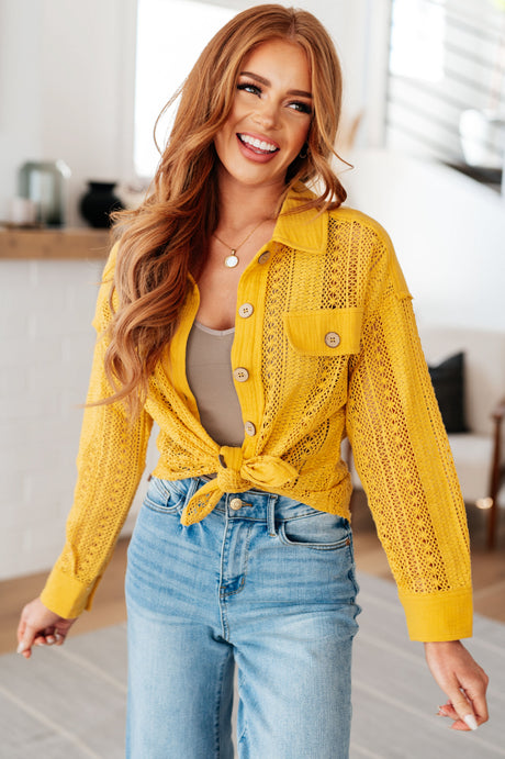 Sweeter Than Nectar Lace Button Down in Honey - Liarian Unlimited Boutique