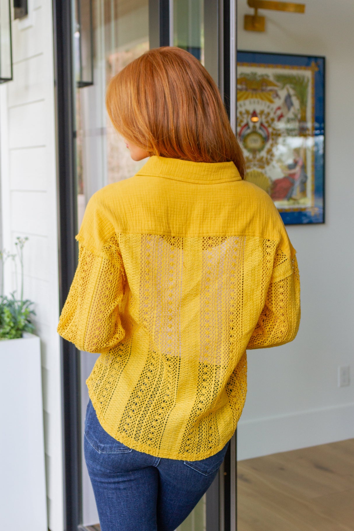 Sweeter Than Nectar Lace Button Down in Honey - Liarian Unlimited Boutique