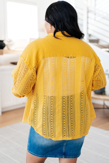 Sweeter Than Nectar Lace Button Down in Honey - Liarian Unlimited Boutique