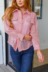 Sweeter Than Nectar Lace Button Down in Rose - Liarian Unlimited Boutique