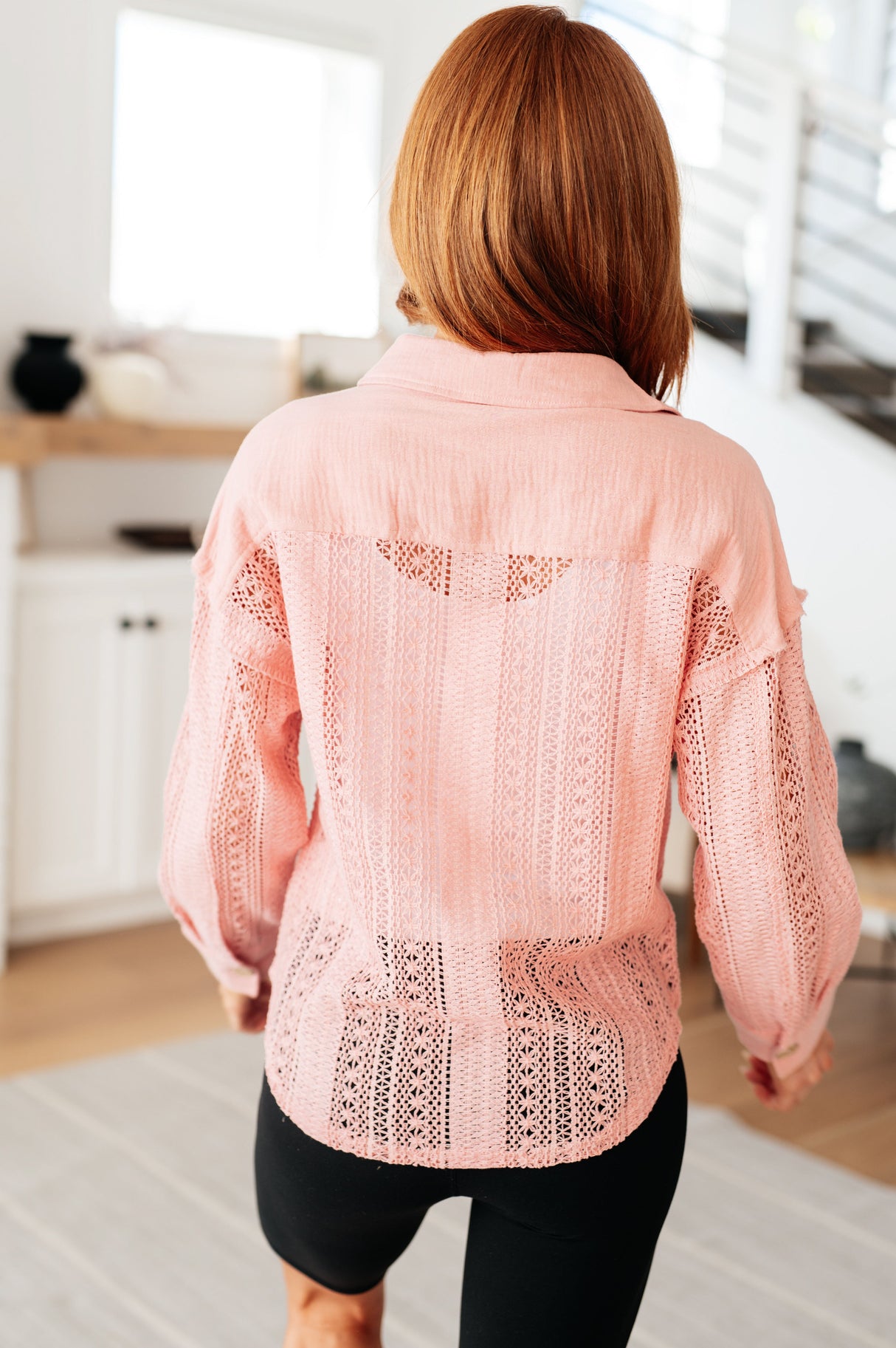 Sweeter Than Nectar Lace Button Down in Rose - Liarian Unlimited Boutique