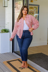 Camisa de encaje con botones en rosa más dulce que el néctar