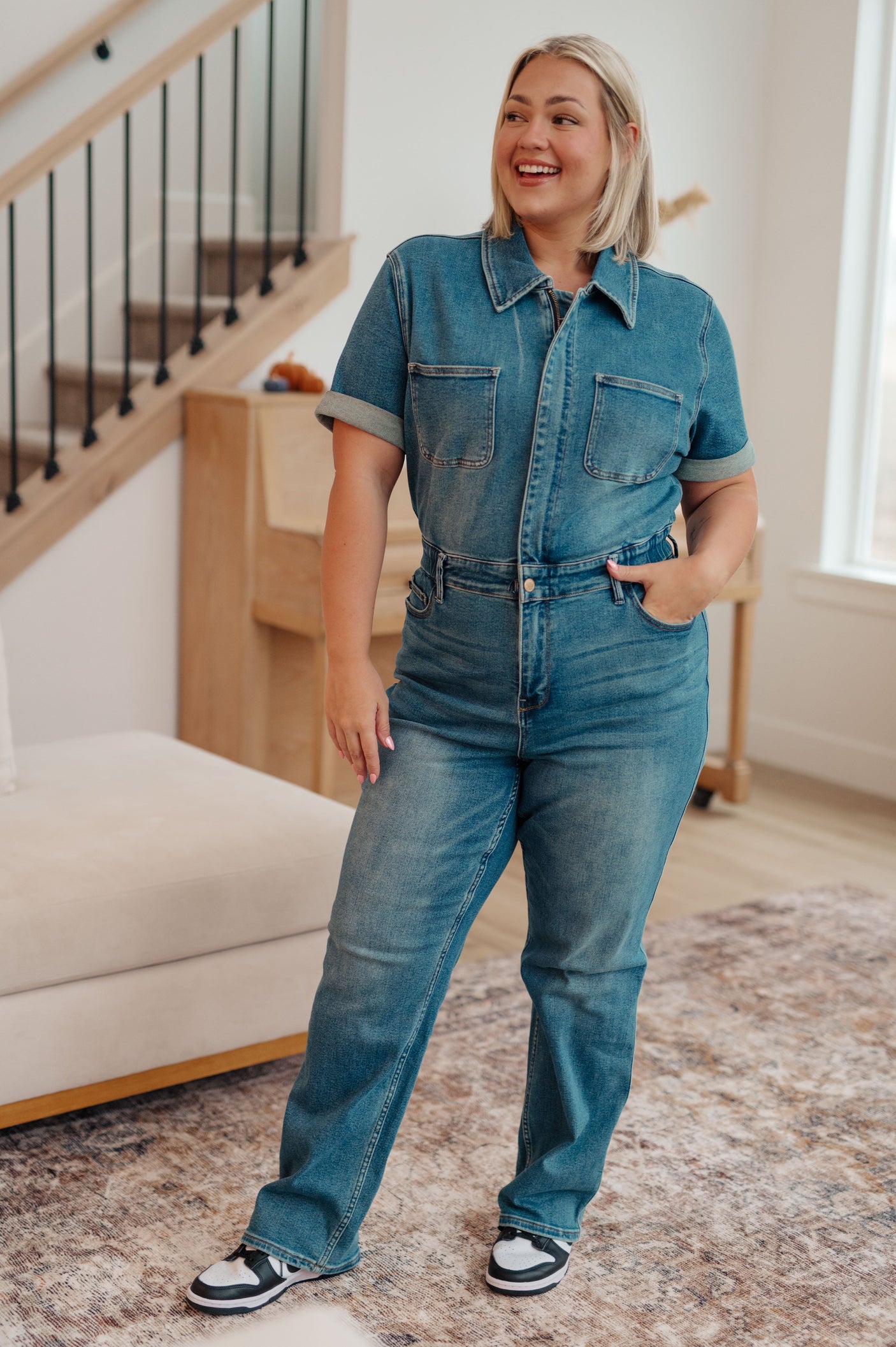 Sylvia Short Sleeve Denim Jumpsuit - Liarian Unlimited Boutique