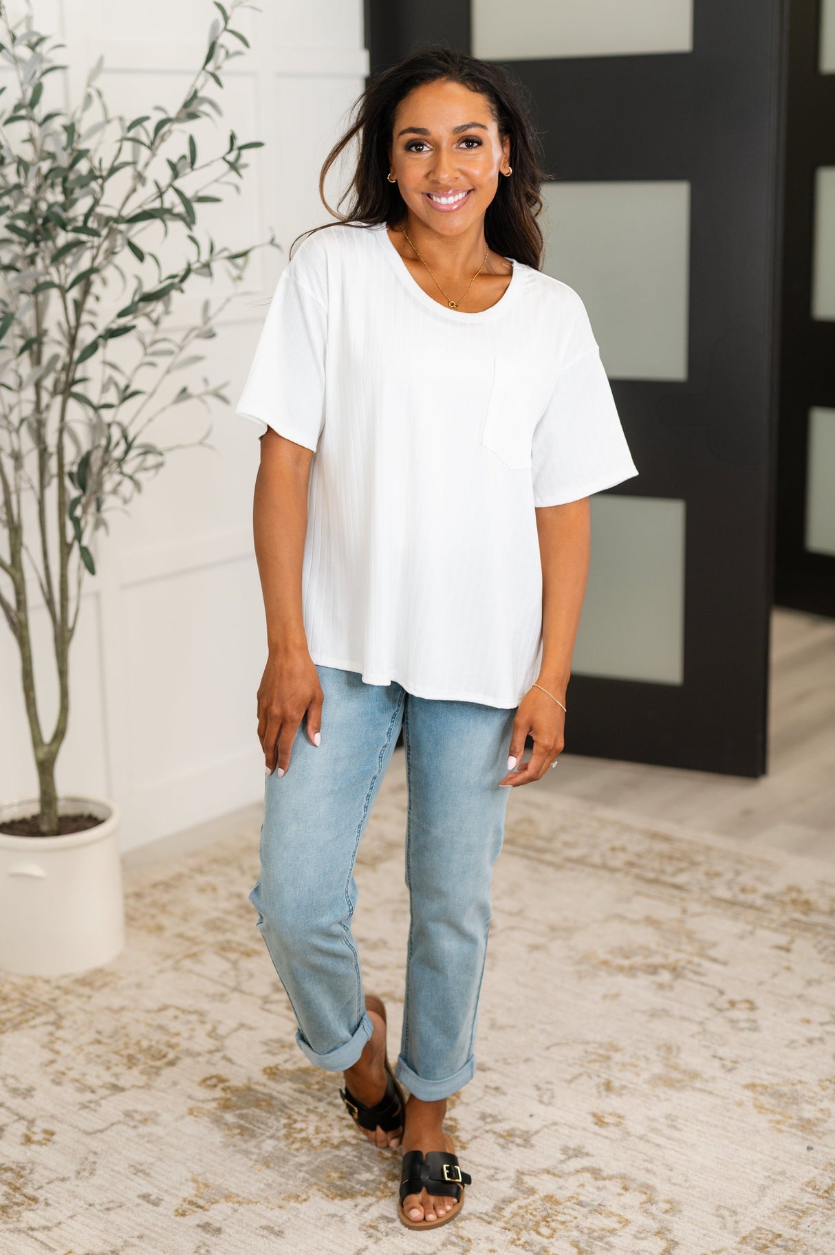 Camiseta holgada Take It Easy en color marfil