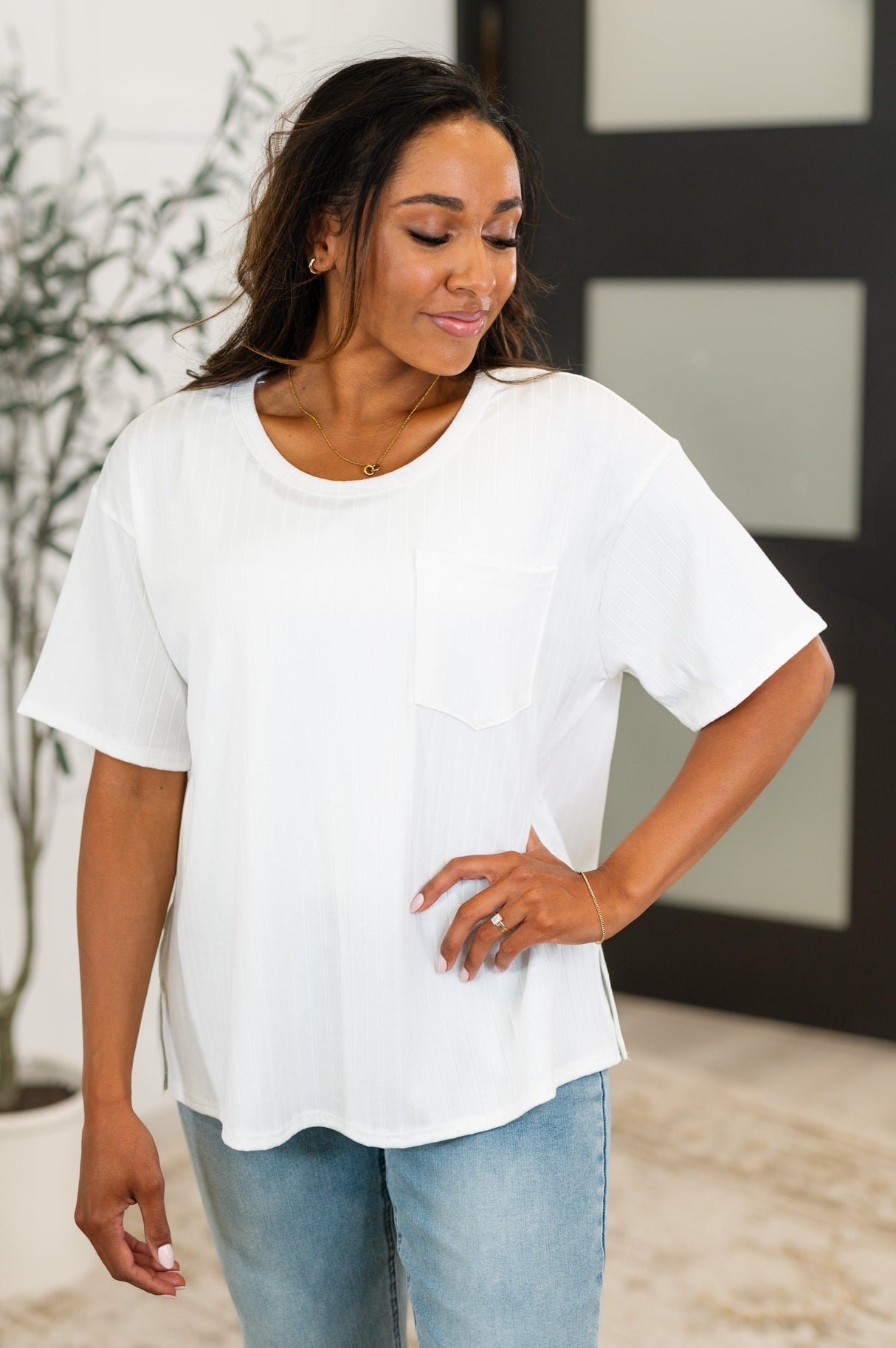 Camiseta holgada Take It Easy en color marfil