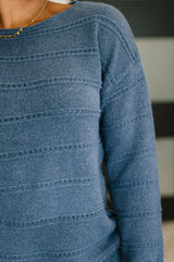 Take My Time Boatneck Textured Long Sleeve
