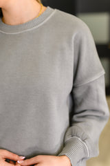 Jersey con dobladillo escalonado Talk Cozy to Me en color aguanieve