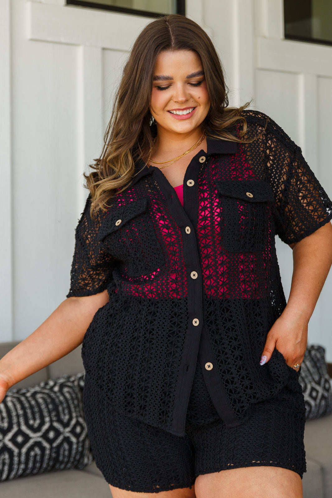 Conjunto de encaje Talk of the Town en negro