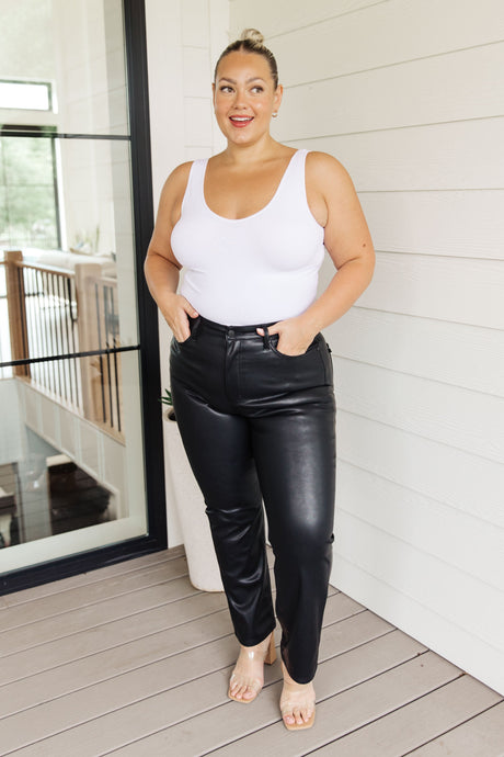 Tanya Control Top Faux Leather Pants in Black - Liarian Unlimited Boutique