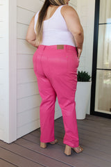 Tanya Control Top Faux Leather Pants in Hot Pink - Liarian Unlimited Boutique