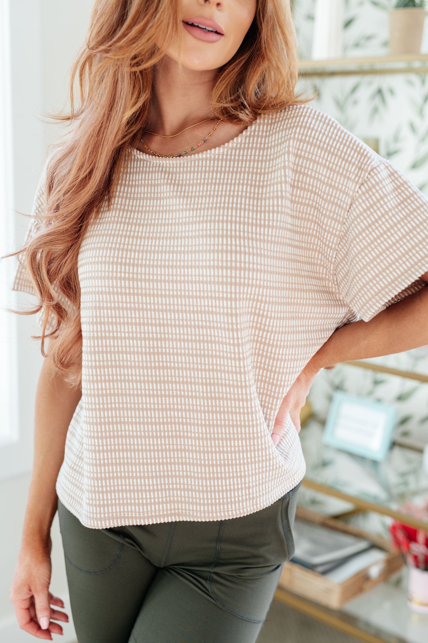 Textured Boxy Top in Taupe - Liarian Unlimited Boutique