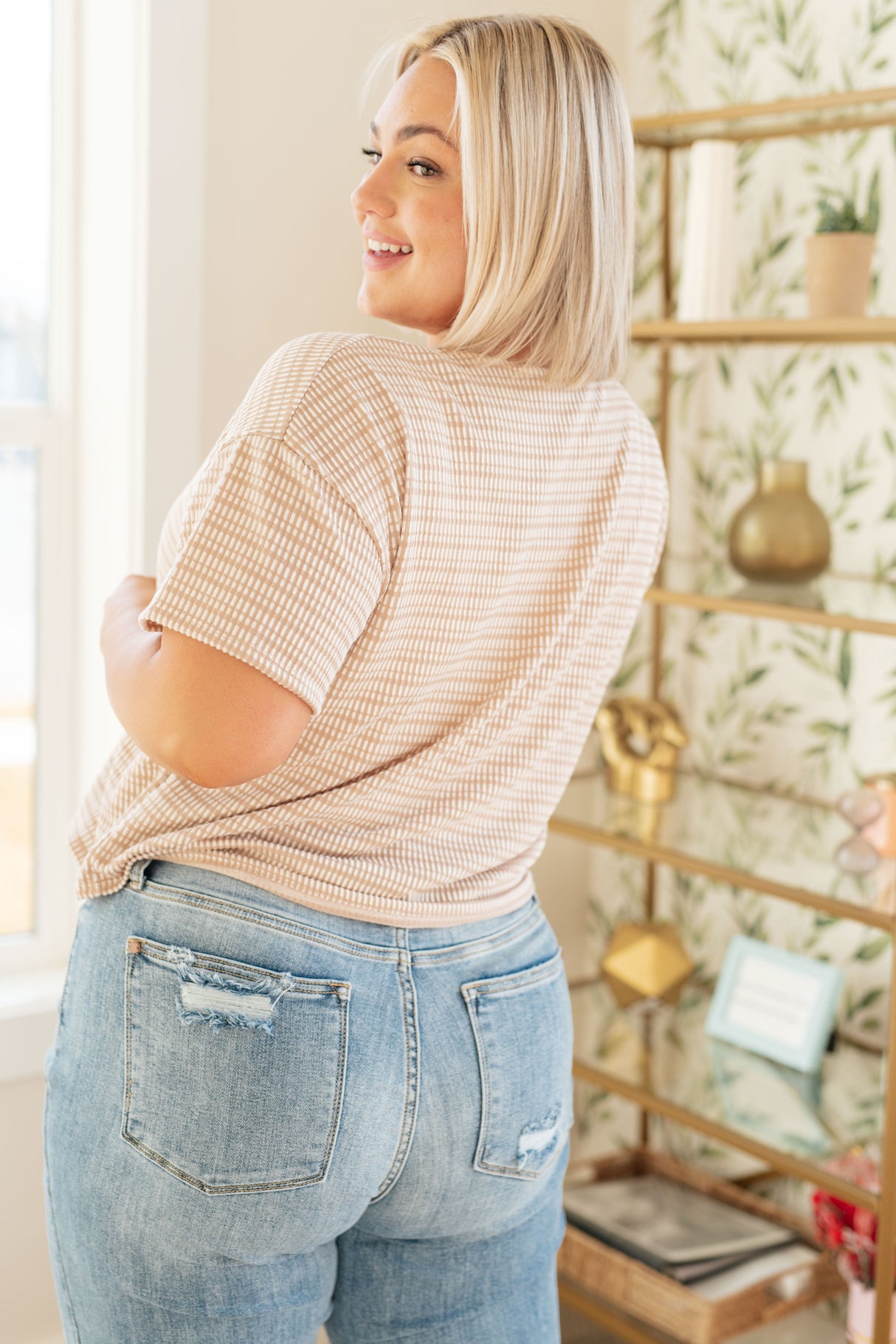 Textured Boxy Top in Taupe - Liarian Unlimited Boutique