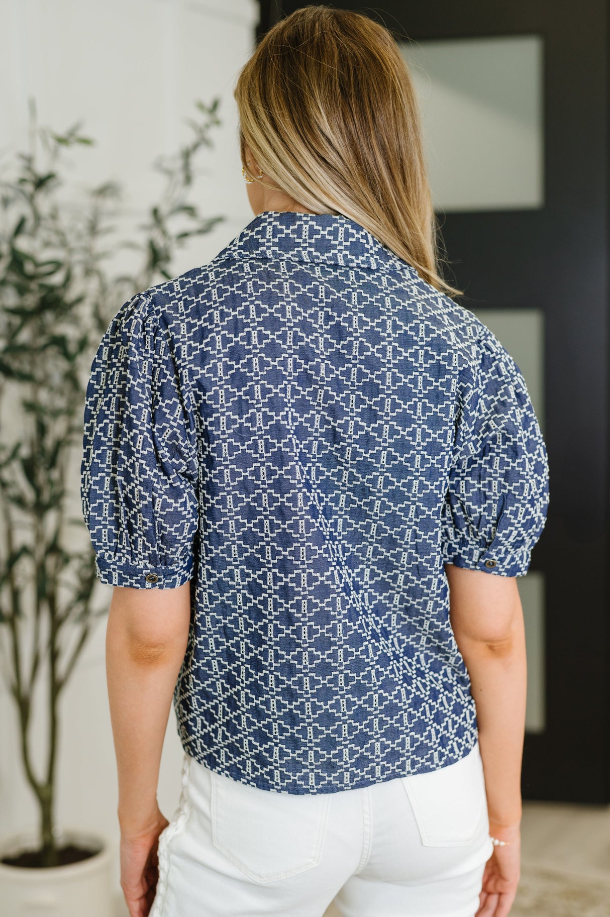 Blusa con cuello y detalles Darling en mezclilla