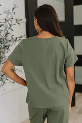 Camiseta cuadrada Thyme en color pino polvoriento