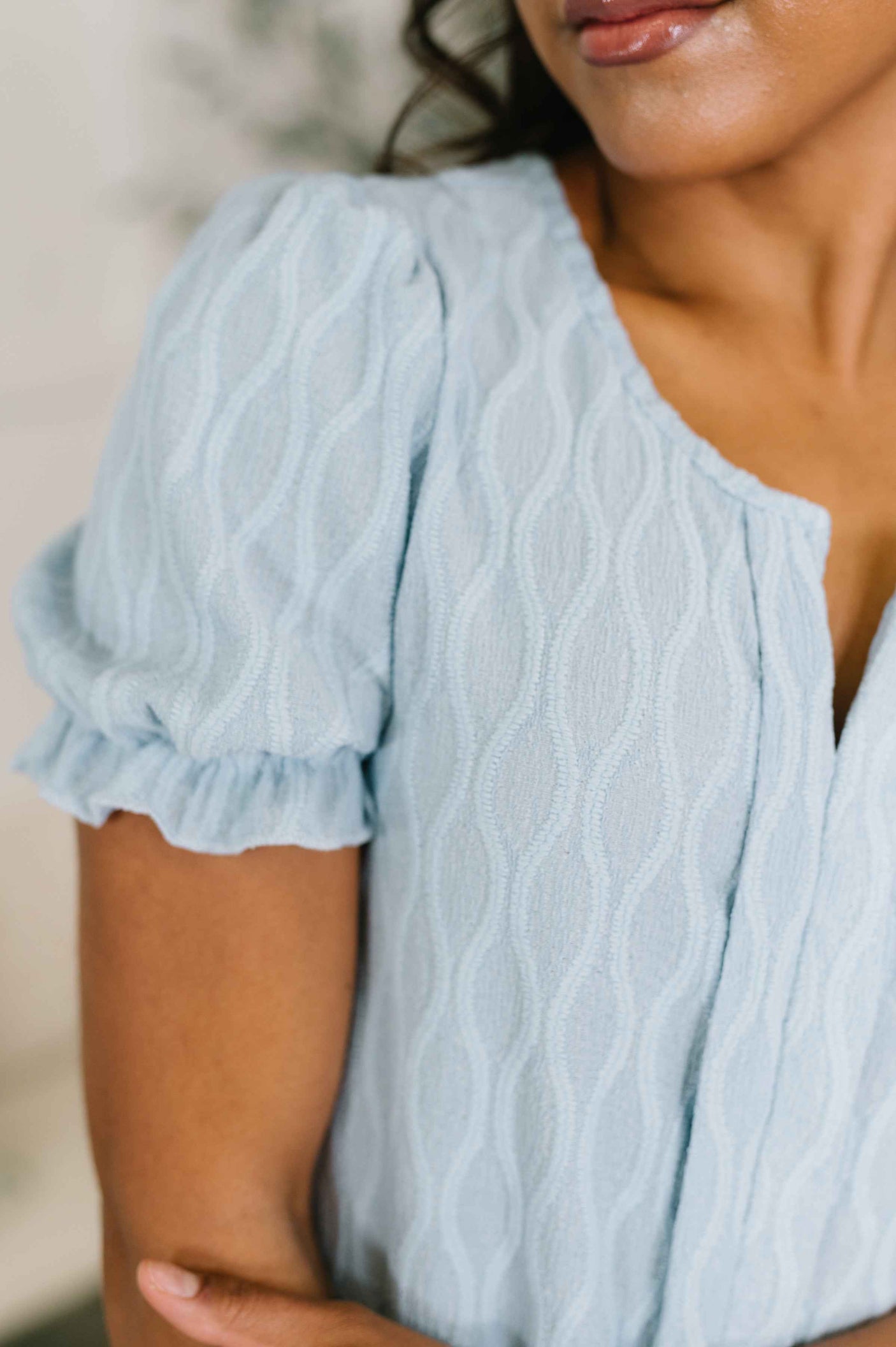 To Call My Own Textured Blouse in Powder Blue