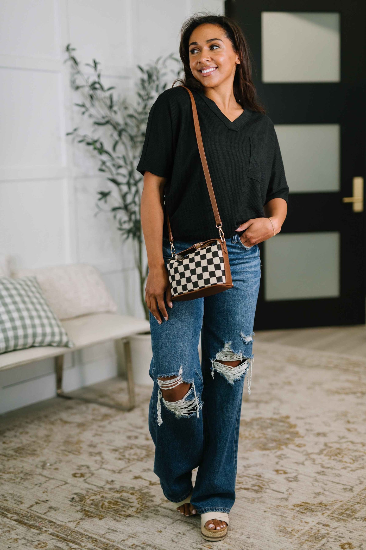 Together We're Unlimited Basic V-Neck Tee in Black