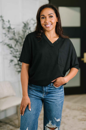 Together We're Unlimited Basic V-Neck Tee in Black