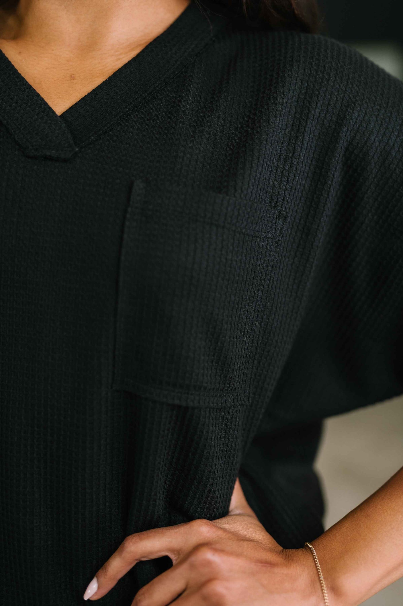 Together We're Unlimited Basic V-Neck Tee in Black