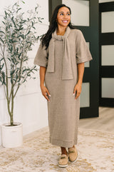 Travel Envy Ribbed Knit Dress in Light Coco