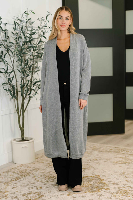 Travel Hideaway Open Front Cardigan in Soft Grey