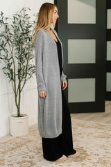 Travel Hideaway Open Front Cardigan in Soft Grey