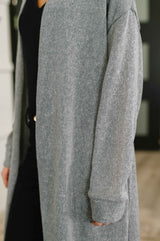 Travel Hideaway Open Front Cardigan in Soft Grey
